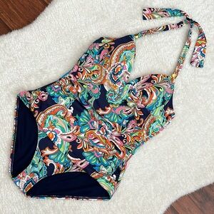 TOMMY BAHAMA Mare Paisley Halter One-Piece Swimsuit